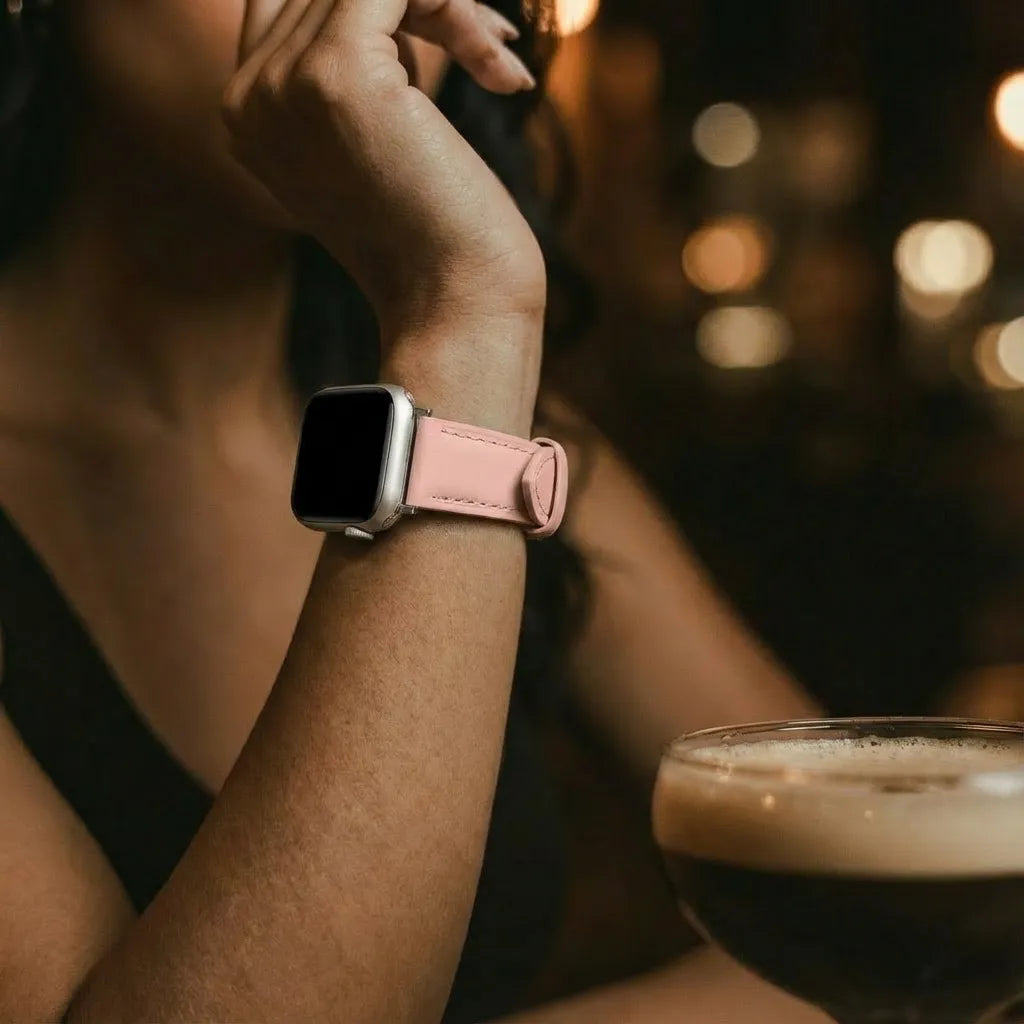 Apple Watch Slimfit Leather Strap (Pink)