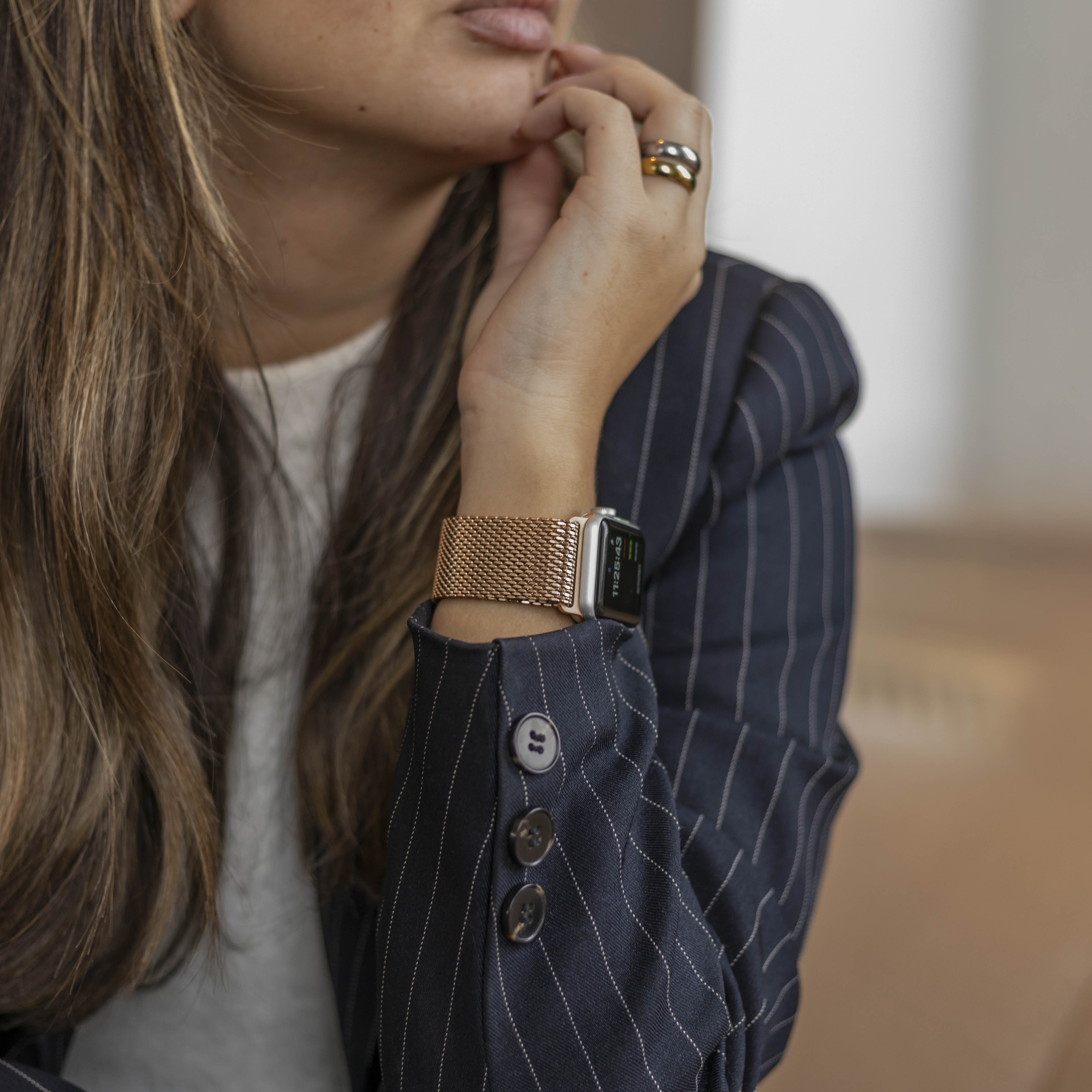 Bandz Apple Watch Ultra Milanese Loop Strap P-Buckle (Rose Gold)