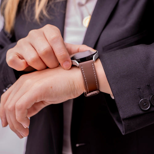 Huawei Watch GT 2 - 42mm 'One Push' Leather Strap (Dark Brown)