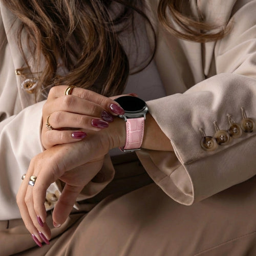 Samsung Galaxy Watch 7 - 40mm Leather Crocodile Grain Strap (Pink)