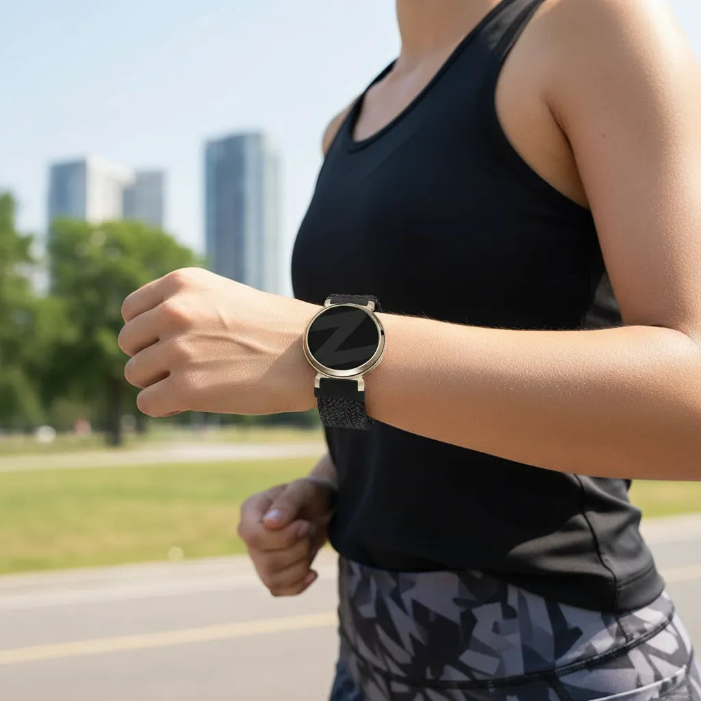 Woven Nylon Strap, black mix, lifestyle photo