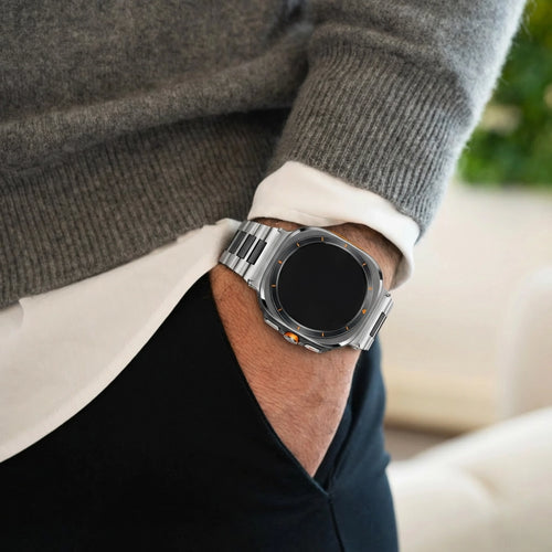 Bandz Samsung Galaxy Watch Ultra 2 Steel Link Strap 'Deluxe' (Silver/Black)