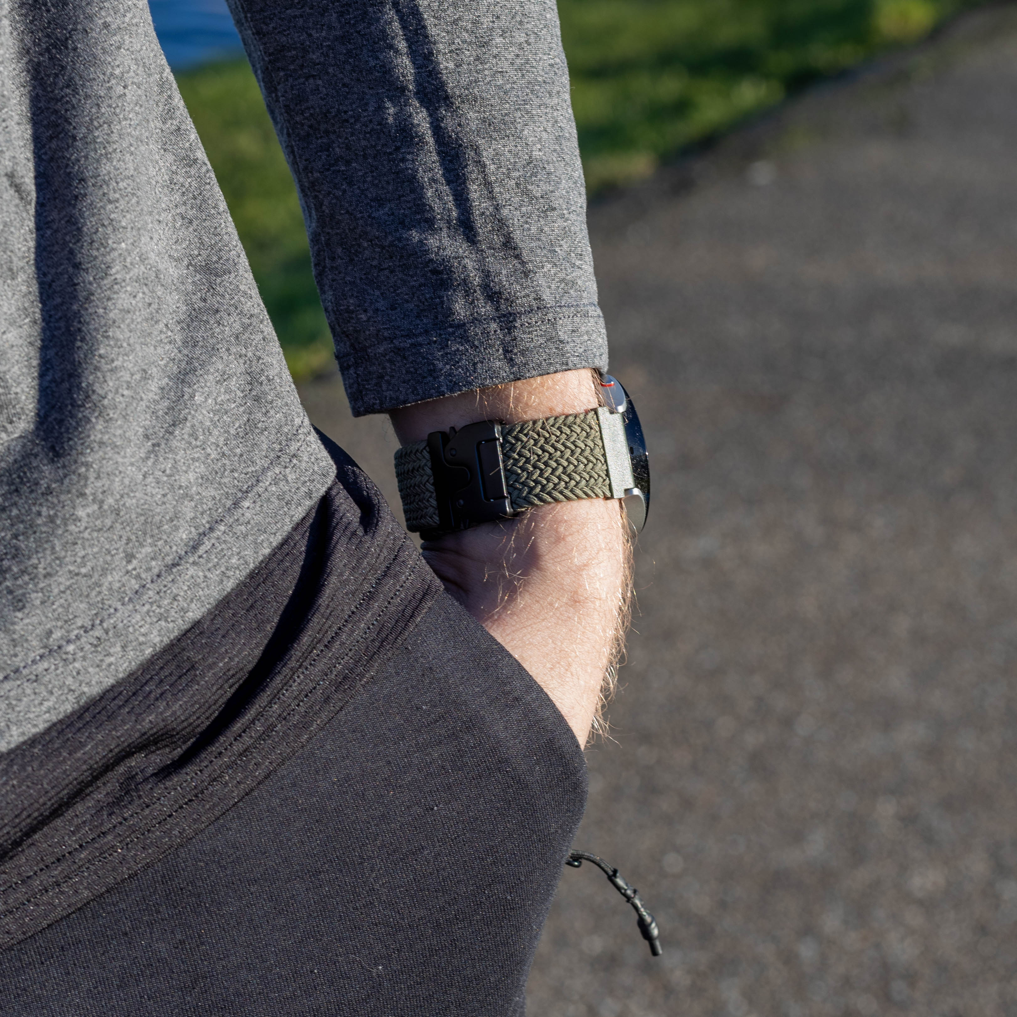 Garmin Vivomove 3 Braided Strap with P-Buckle (Green)