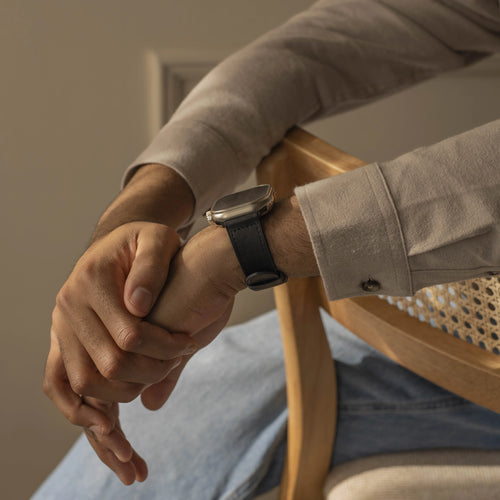 Apple Watch Hybrid Leather Strap with Buckle (Black)