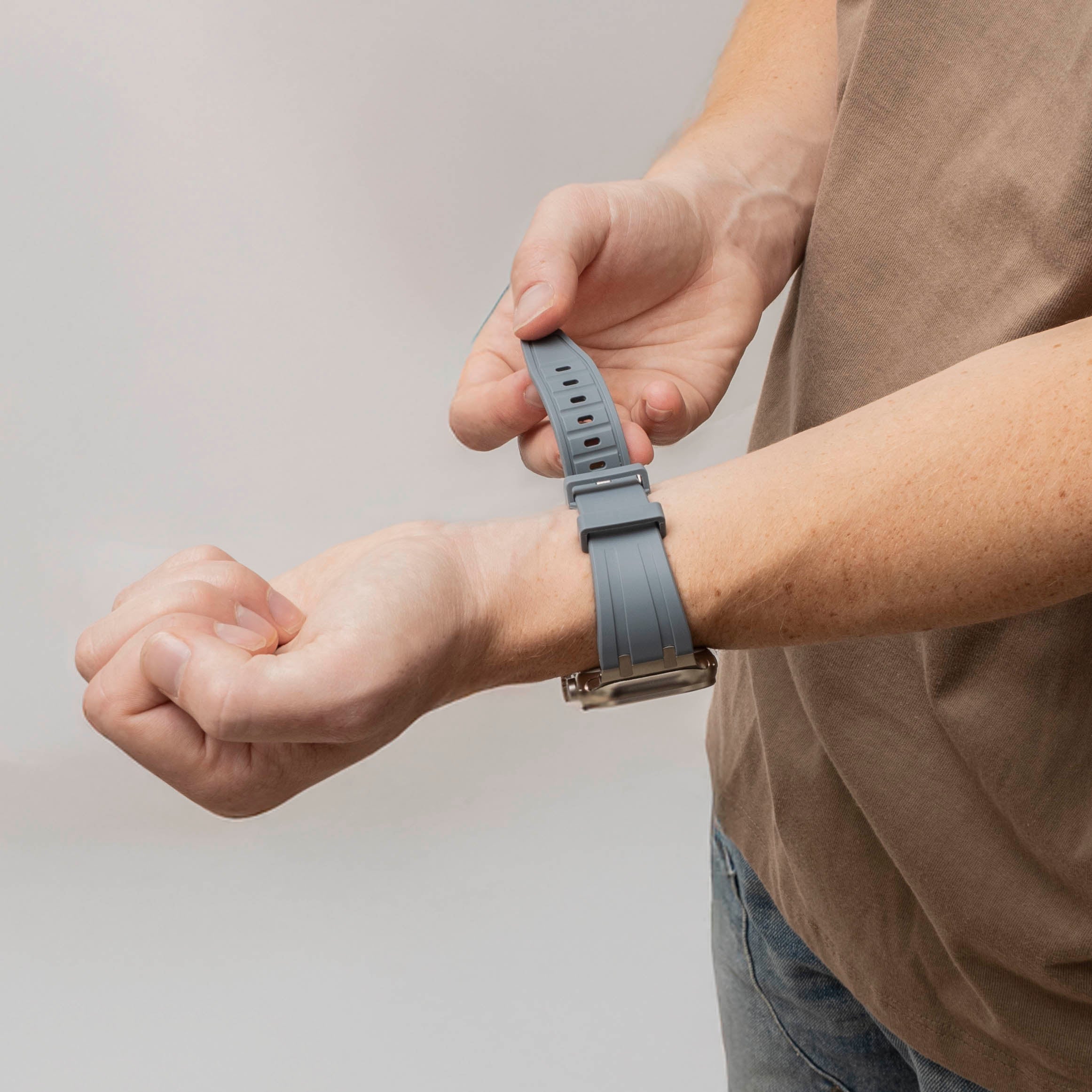 Apple Watch Ultra Luxury Liquid Silicone Strap (Dark Grey with Titanium)