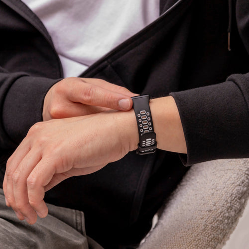 Silicone Sport Strap, black/white, lifestyle photo