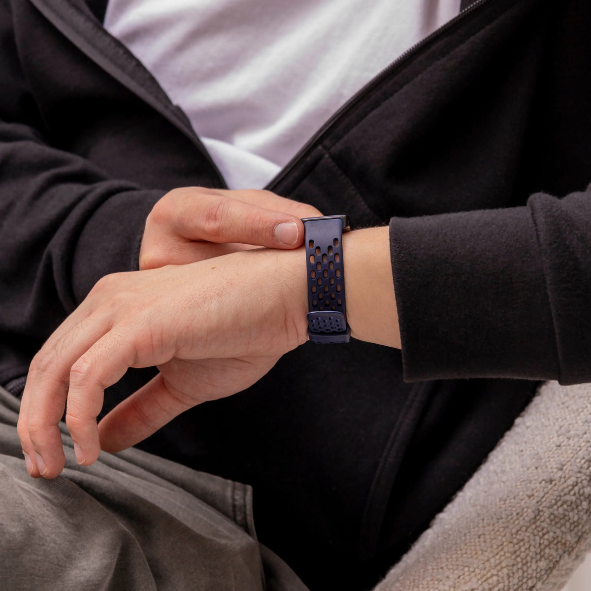 Breathable Silicone Strap, dark blue, lifestyle photo