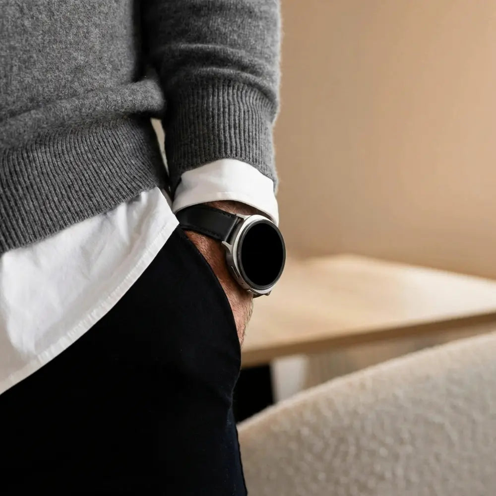 Bandz Samsung Galaxy Watch 8 Classic Leather Strap 'Classic' (Black)