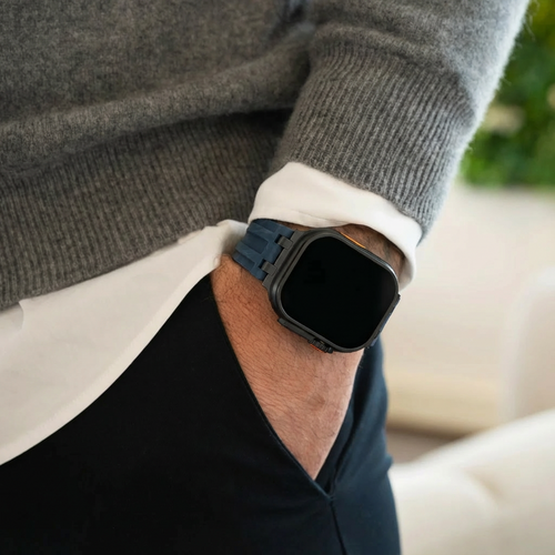 Apple Watch Ultra Solid Leather Strap (Dark Blue)