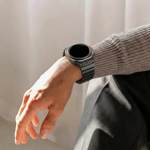 Bandz Samsung Galaxy Watch Ultra Titanium Strap 'Hybrid' (Black/Orange)