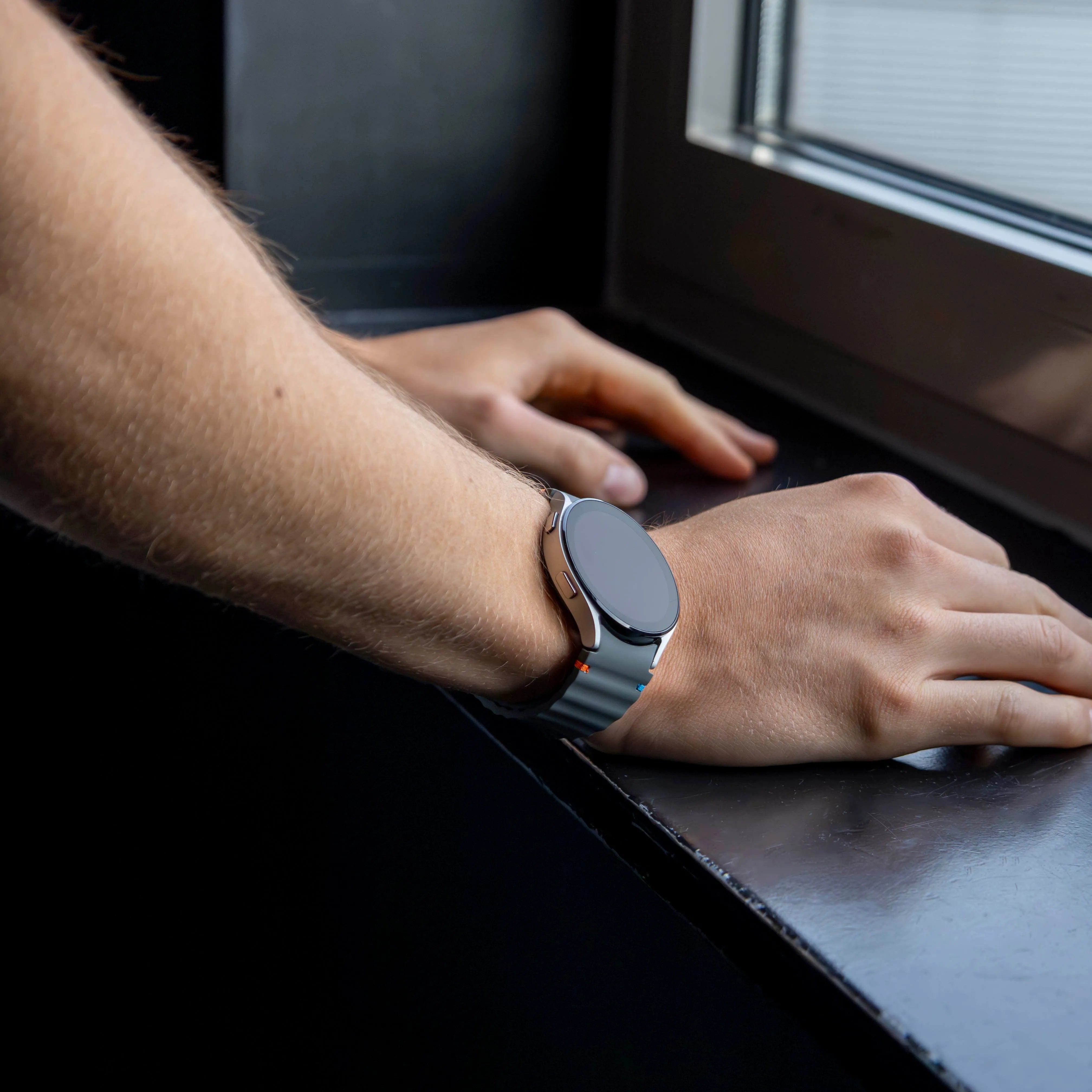 Wave Silicone Strap, dark grey, lifestyle photo