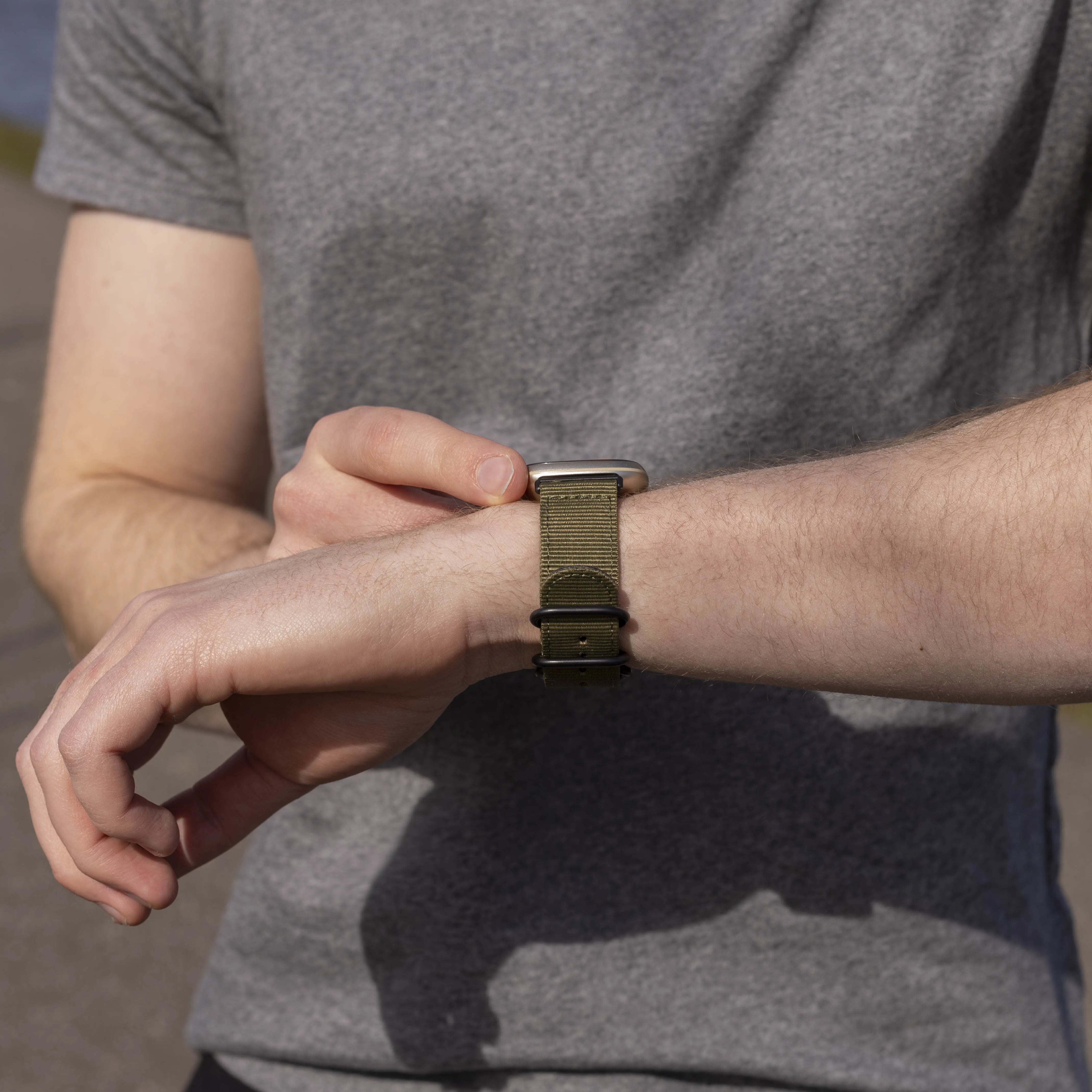 Fitbit Versa 3 Nylon Strap with Buckle (Green)