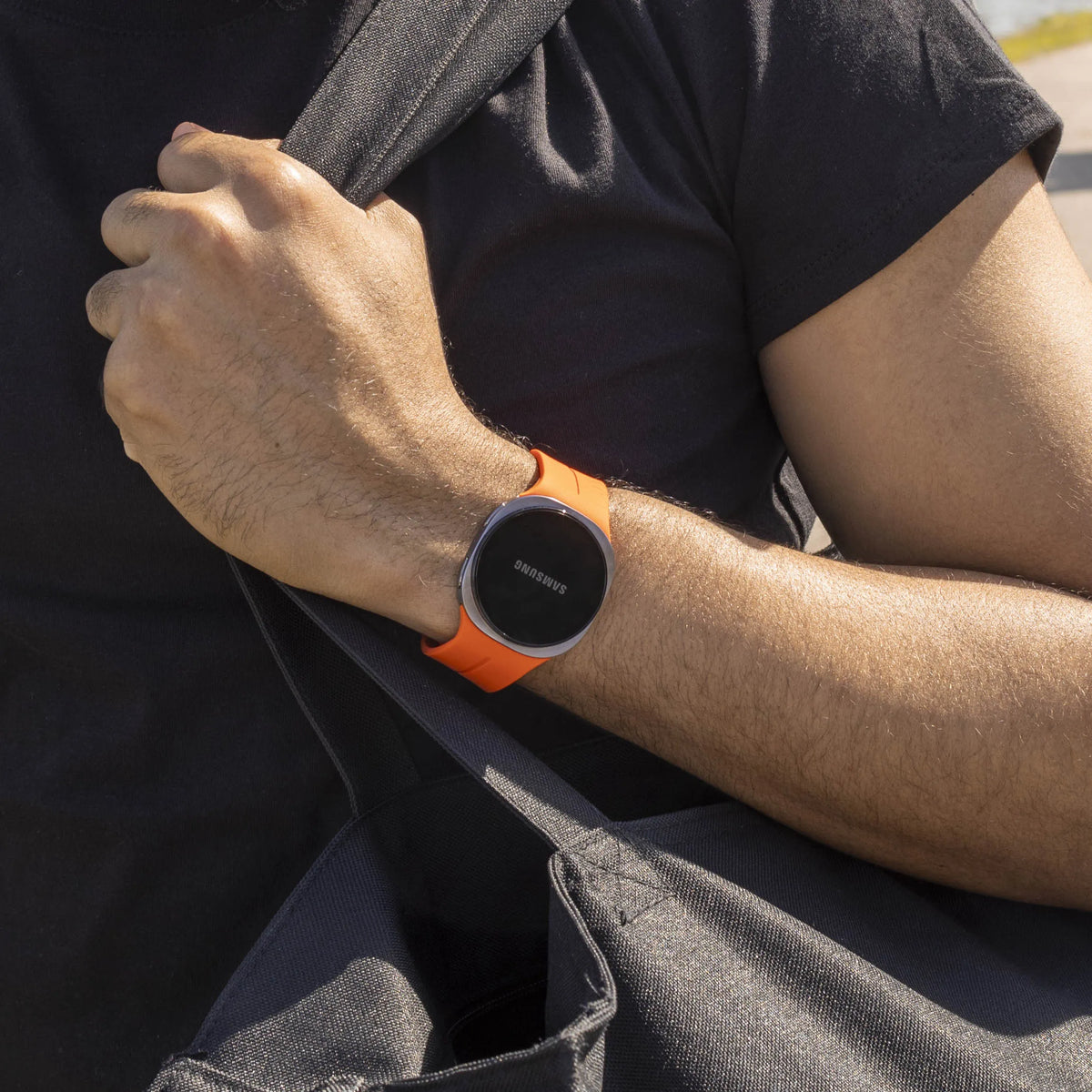 D-Buckle Silicone Strap, orange, lifestyle photo
