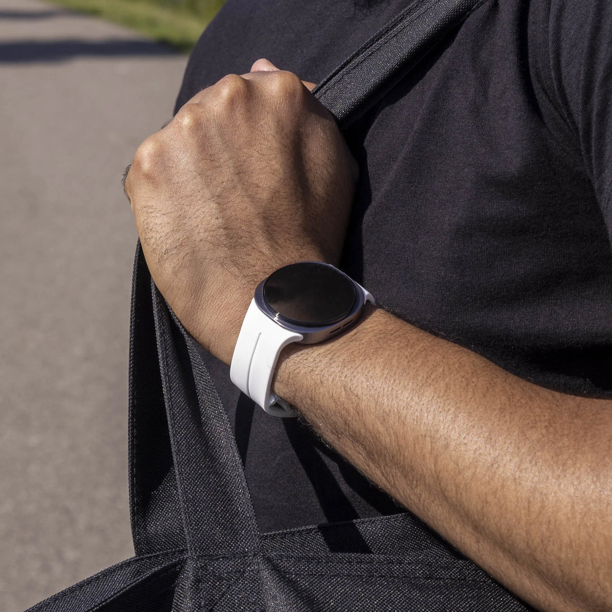 D-Buckle Silicone Strap, white, lifestyle photo