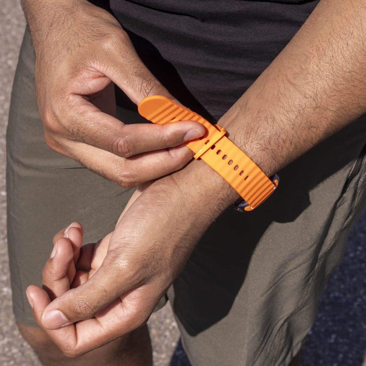 Wave Silicone Strap, orange, lifestyle photo