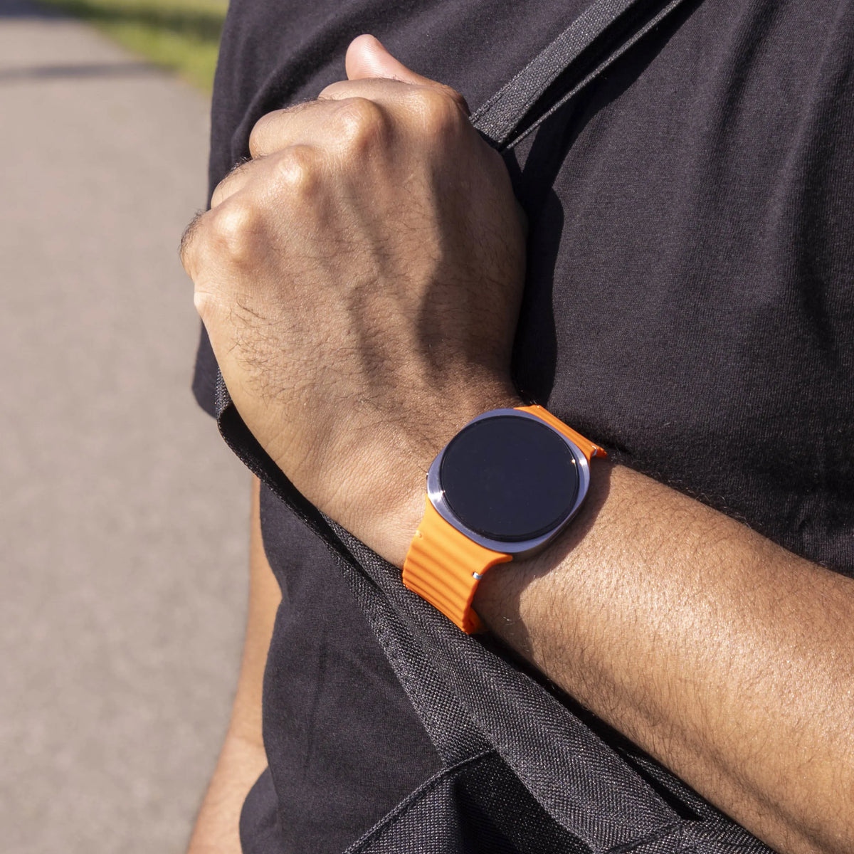 Wave Silicone Strap, orange, lifestyle photo