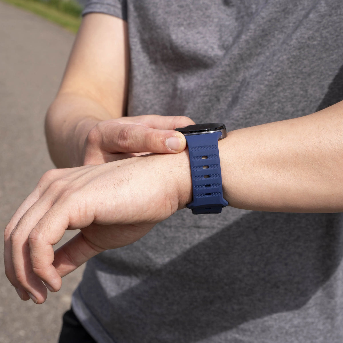 Outdoor Silicone Strap, dark blue, lifestyle photo