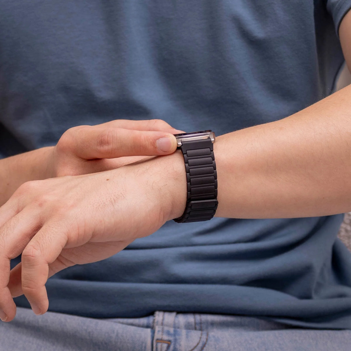 Magnetic Silicone Strap, black, lifestyle photo