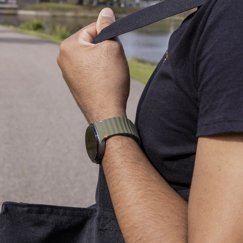 Wave Silicone Strap, army green, lifestyle photo