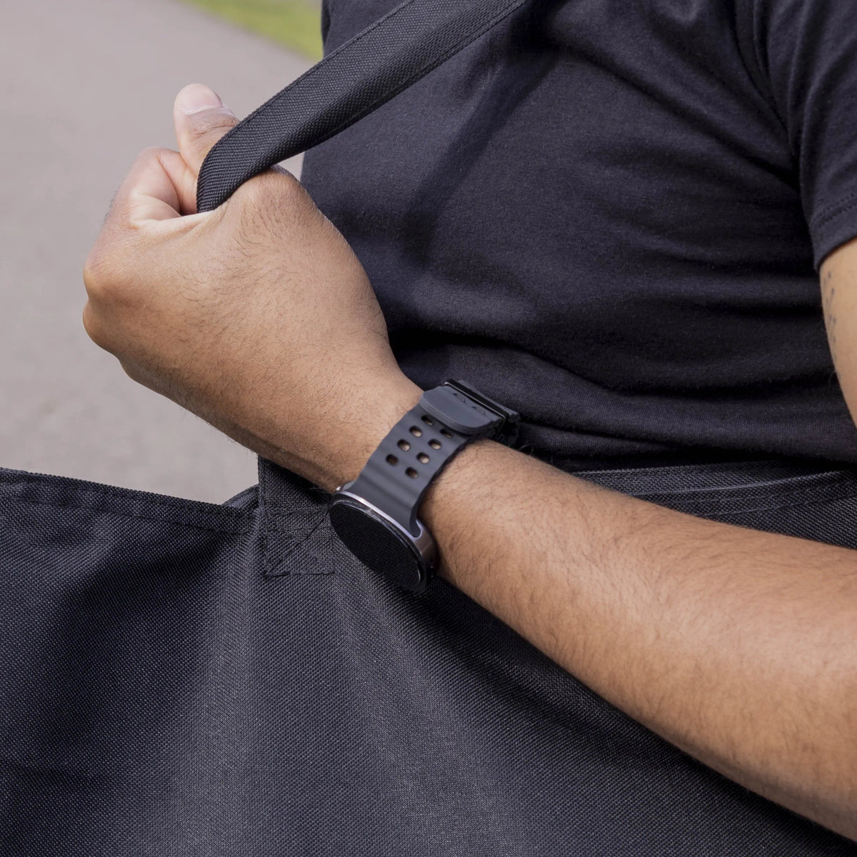 Silicone Ocean Strap, dark grey/black, lifestyle photo