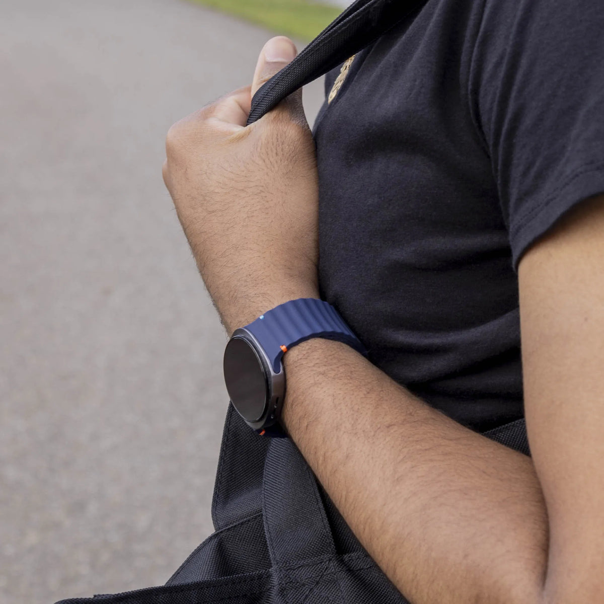 Wave Silicone Strap, dark blue, lifestyle photo