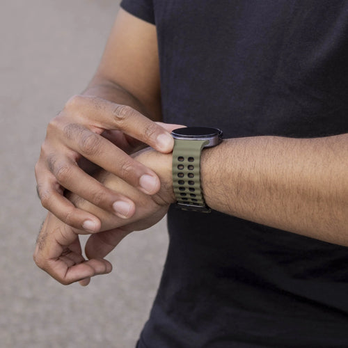 Silicone Ocean Strap, olive green/black, lifestyle photo