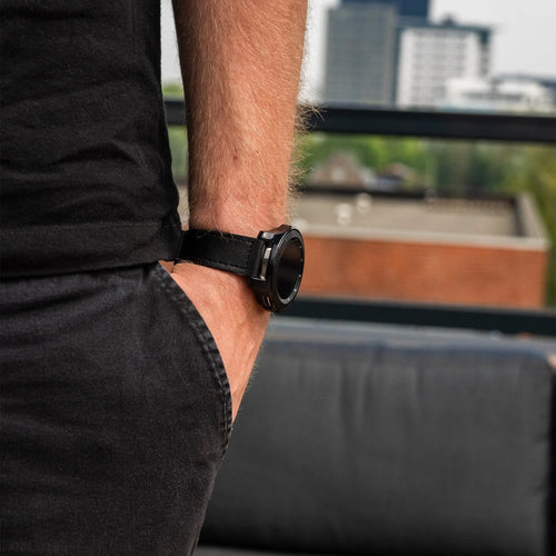 D-Buckle Leather Strap, black, lifestyle photo