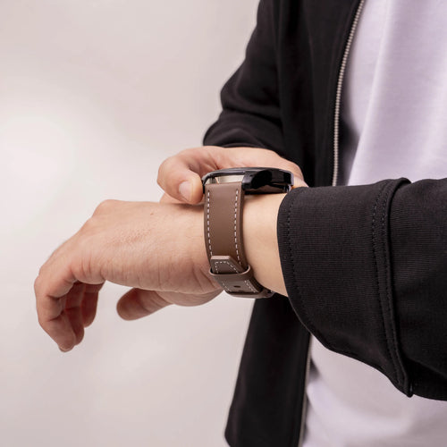 Fossil Gen 6 44mm 'One Push' Leather Strap (Dark Brown)