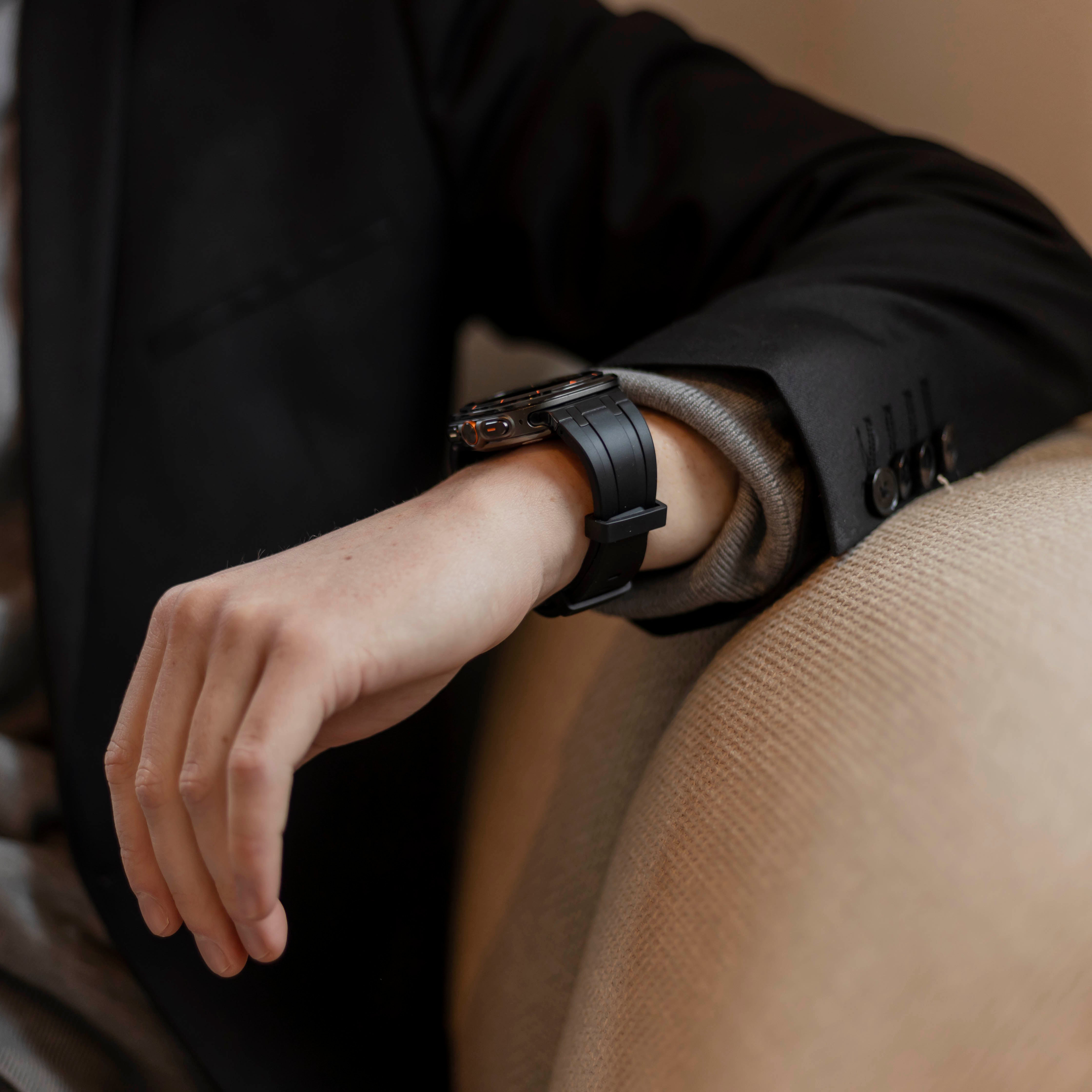 Bandz Samsung Galaxy Watch Ultra 2 Silicone Strap 'Luxe Liquid' (Orange/Black)