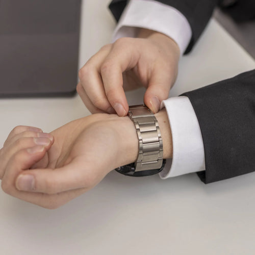 Magnetic Titanium Strap, silver, lifestyle photo