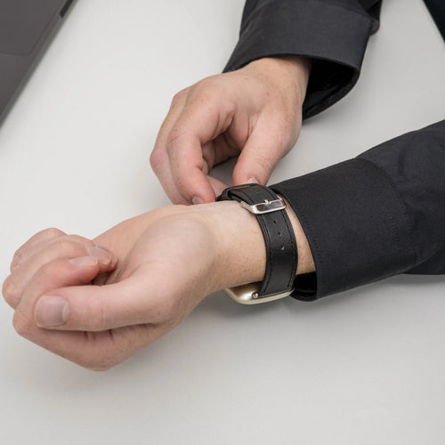 Fitbit Sense 2 Leather Strap ( Sleek Black)