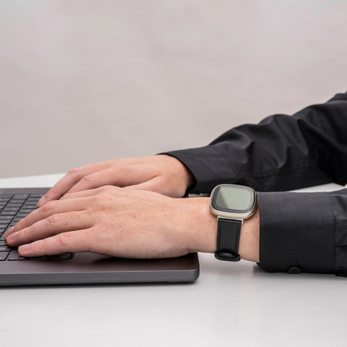 Fitbit Sense 2 Leather Strap ( Sleek Black)