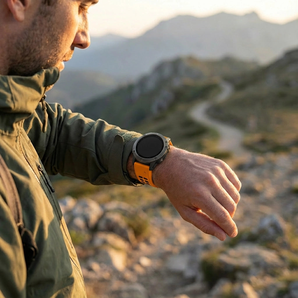 Bandz Garmin Quatix 5 / 6 / 7 Buckled Sport Strap (Orange/Black)