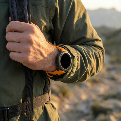 Bandz Garmin Quatix 5 / 6 / 7 Buckled Sport Strap (Orange/Black)