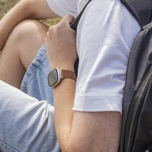 Fitbit Sense Leather Strap (Smooth Brown)