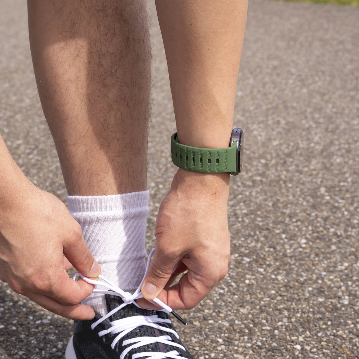 Outdoor Silicone Strap, army green, lifestyle photo