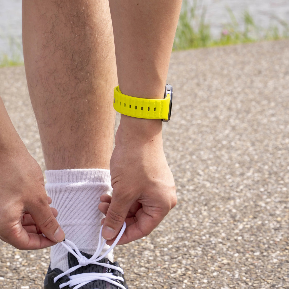 Outdoor Silicone Strap, lime, lifestyle photo