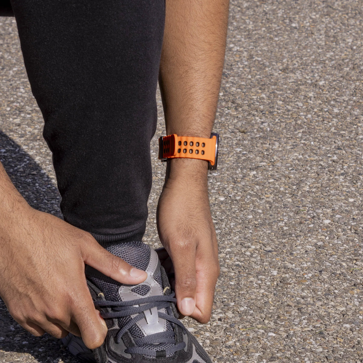 Silicone Ocean Strap, orange/black, lifestyle photo