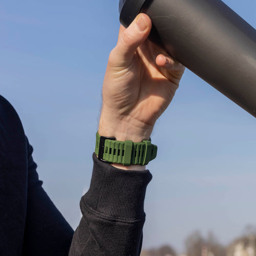 Bandz Garmin Instinct 3 - 50mm Silicone Strap with Buckle (Dark Green)