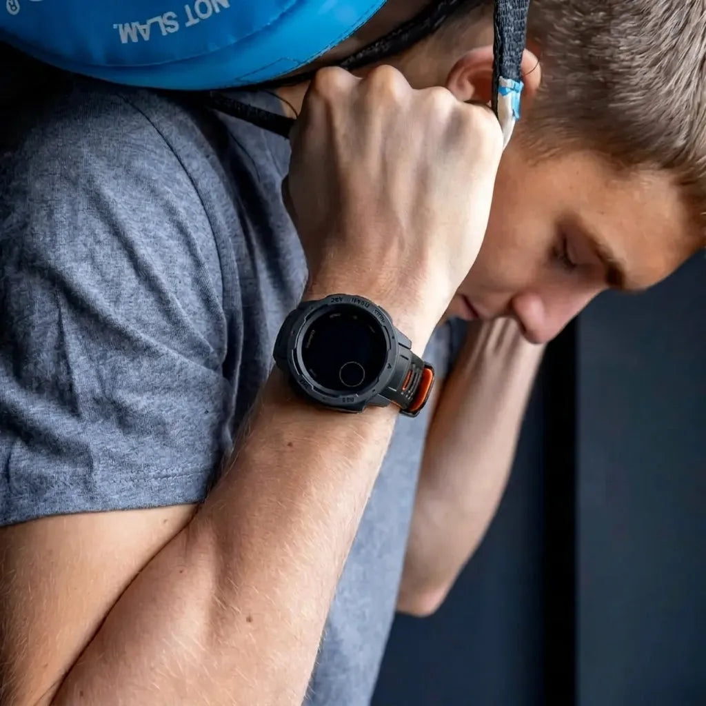 Silicone Sport Strap, black/red, lifestyle photo