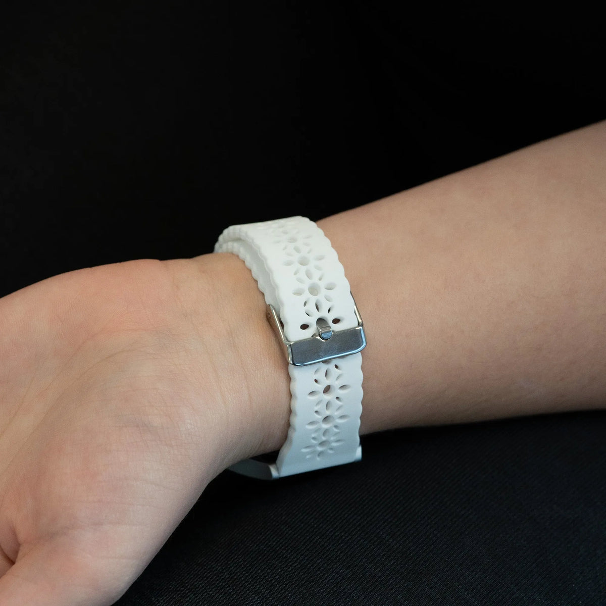 Patterned Silicone Strap, white, lifestyle photo