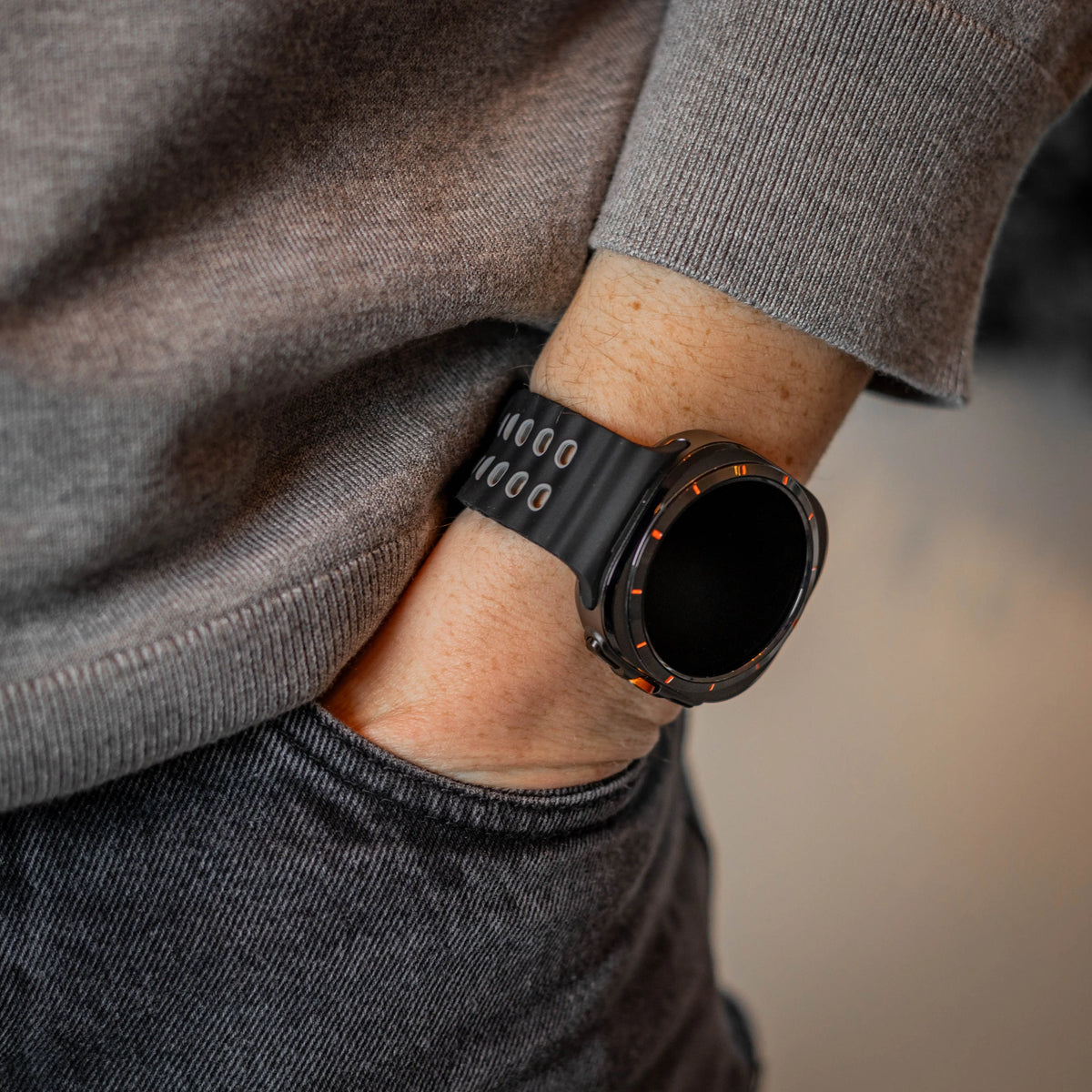 Wave Silicone Strap Duo, black/grey, lifestyle photo