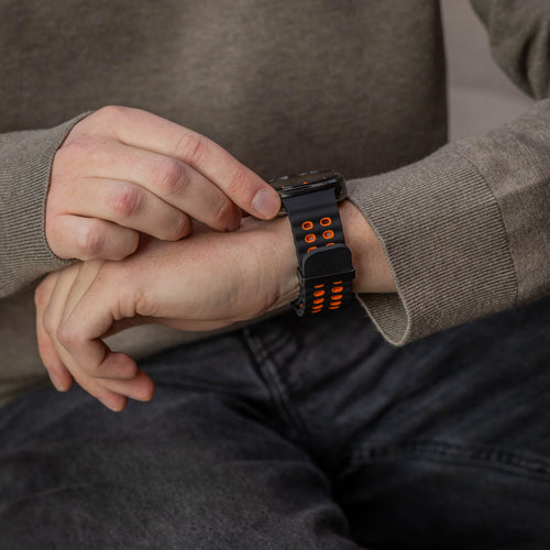 Wave Silicone Strap Duo, black/orange, lifestyle photo