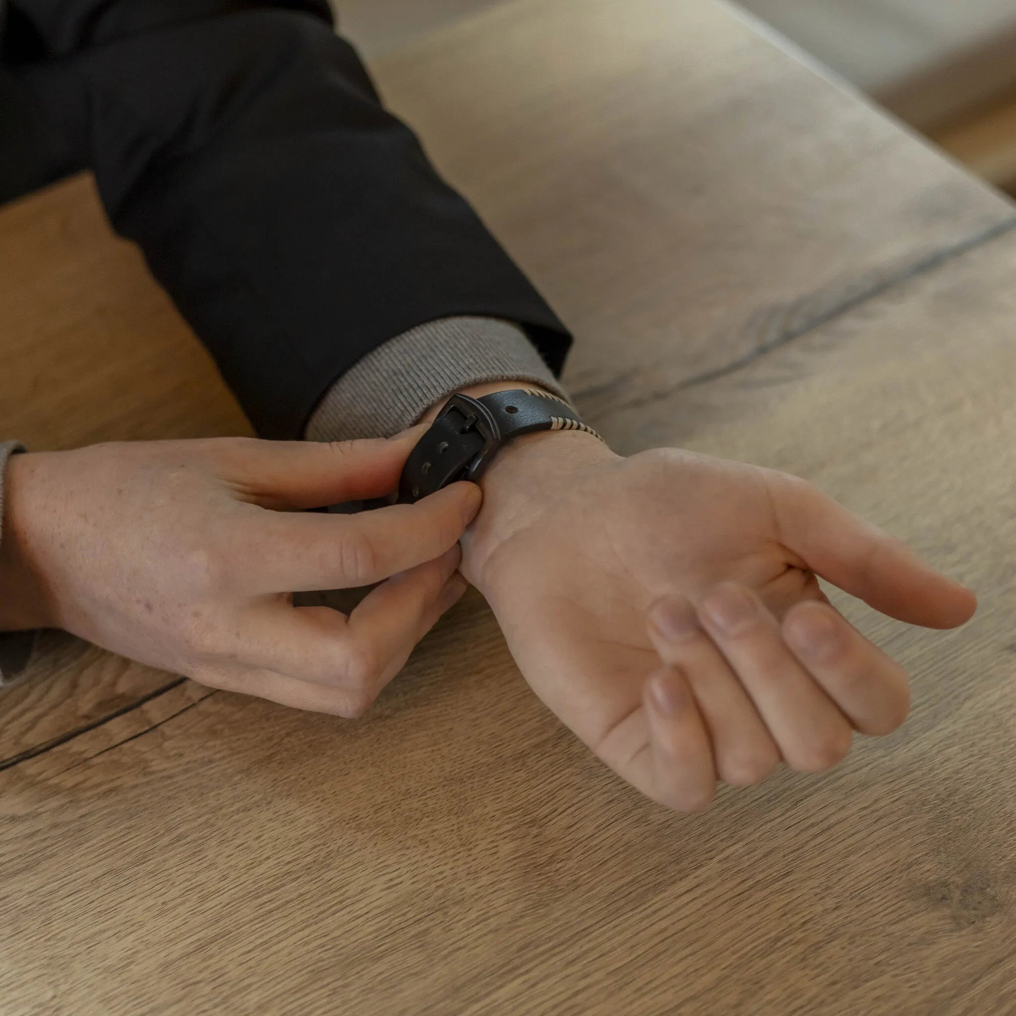 Amazfit Balance 2 Stitched Leather Strap (Black)