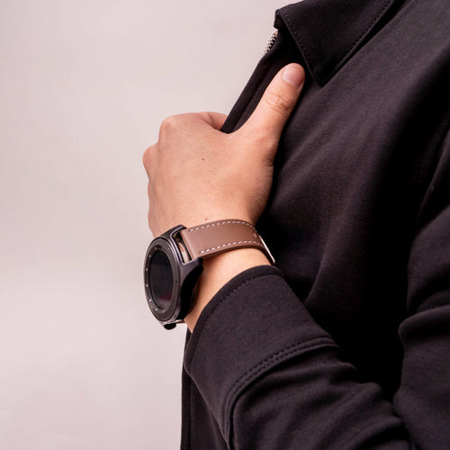 Samsung Galaxy Watch 3 45mm 'One Push' Leather Strap (Dark Brown)