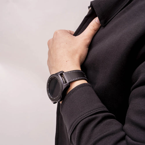 Fossil Gen 5e 44mm 'One Push' Leather Strap (Black)