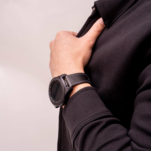 Huawei Watch GT Runner 'One Push' Leather Strap (Black)