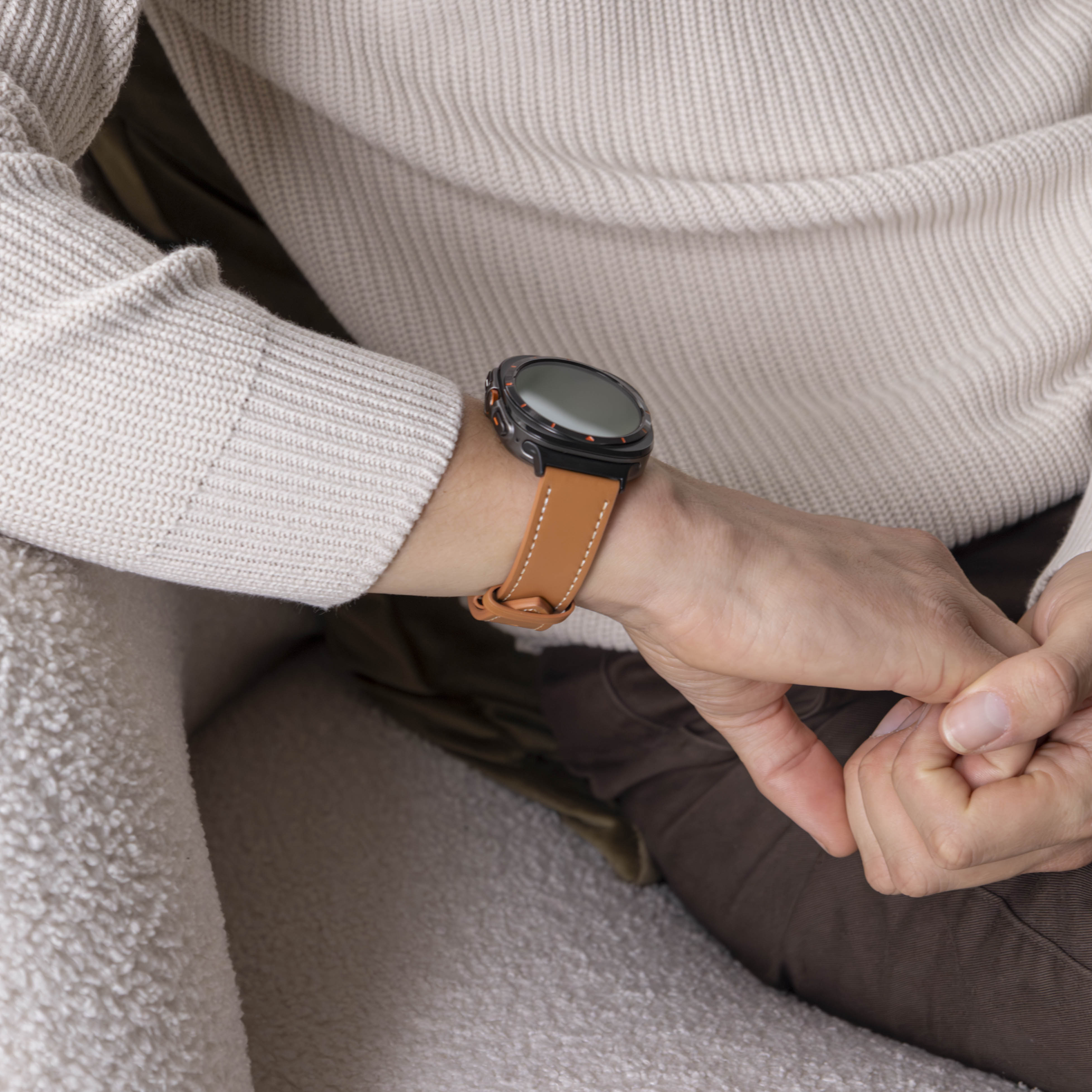 Samsung Galaxy Watch Ultra 2 Leather Strap (Brown)