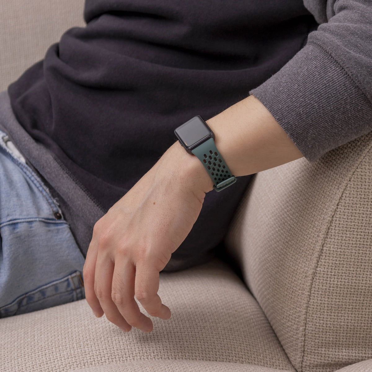 Breathable Silicone Strap, green, lifestyle photo