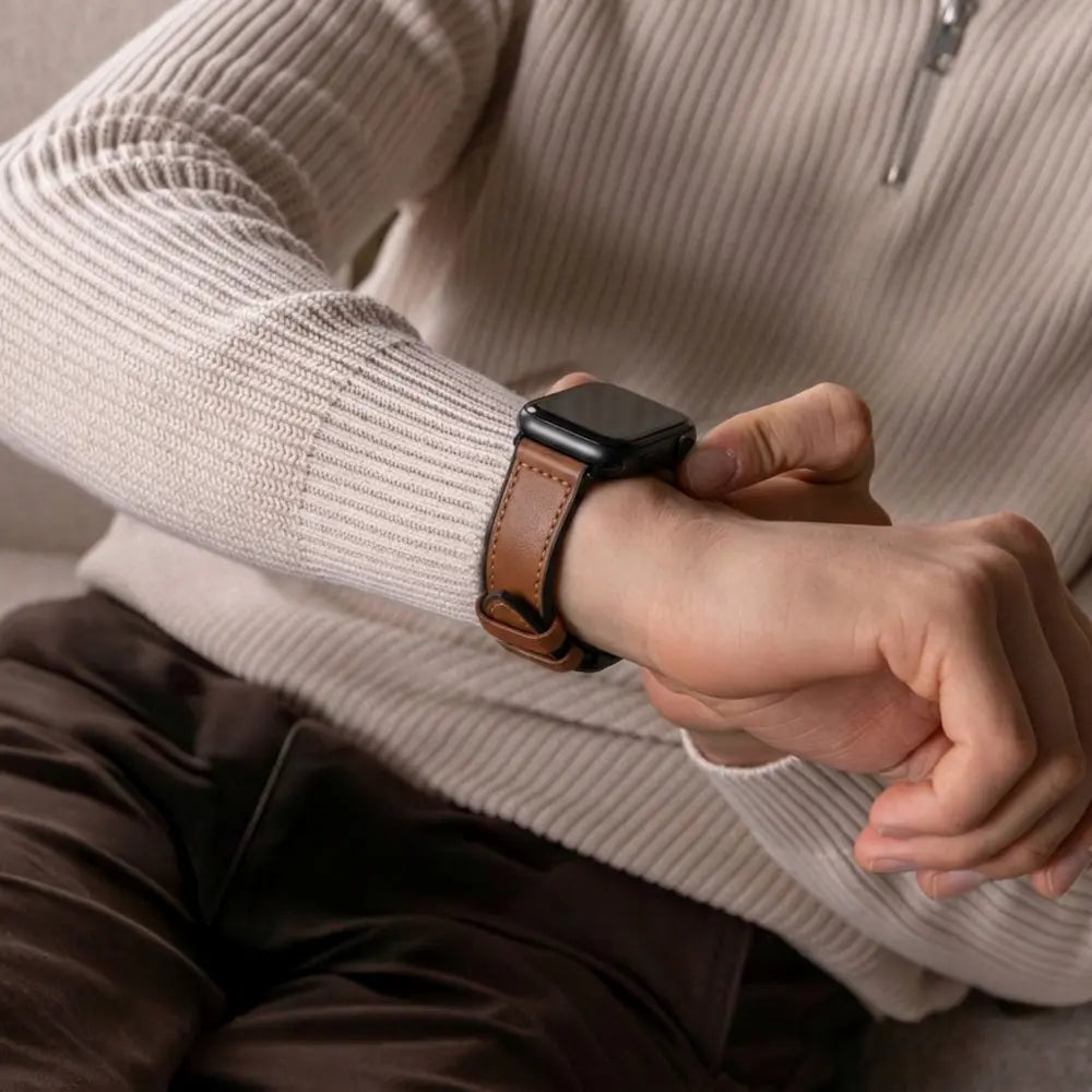 Apple Watch leren hybrid gesp bandje (bruin)